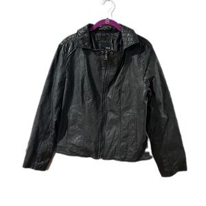 Ana A New Approach Faux Leather Collared Jacket